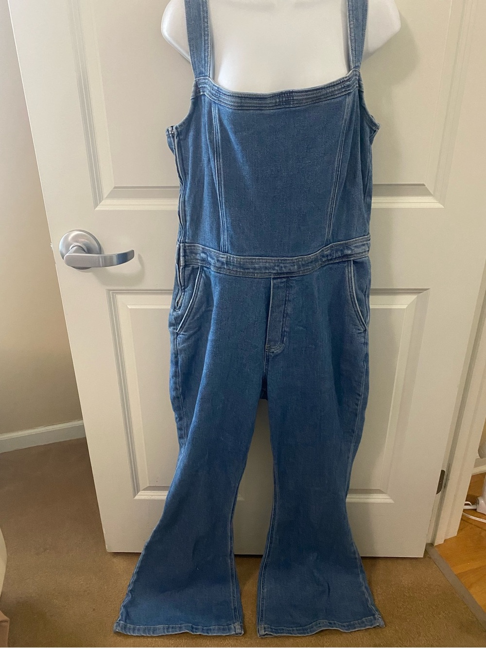 Denim Overall Jumpsuit in Medium Blue